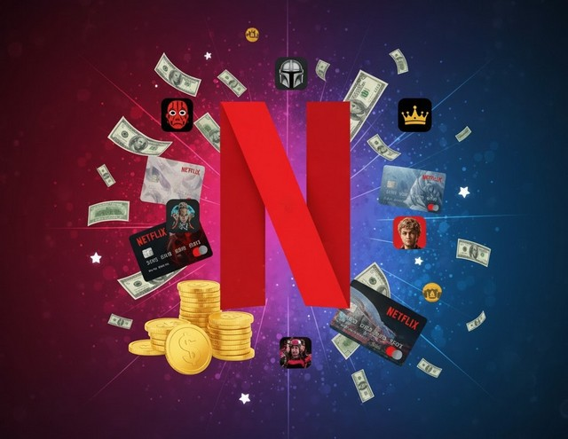 намалюй картинку без підписів для головного зображення для статті - Вартість підписки Нетфлікс . На картинці має бути яскравий та приваблевий фон.